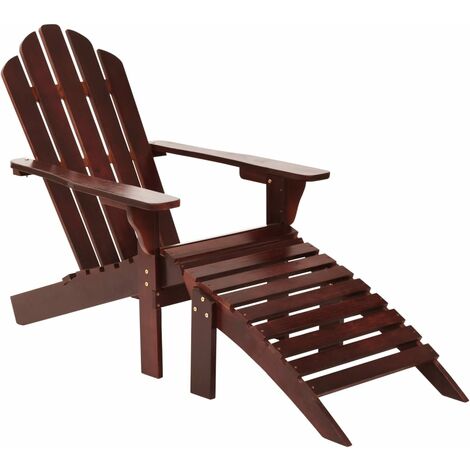 FIMEI Chaise de jardin avec pouf Bois Marron