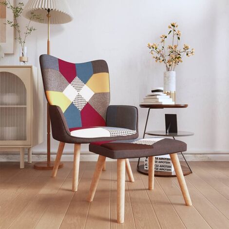 FIMEI Chaise de relaxation avec repose-pied Patchwork Tissu