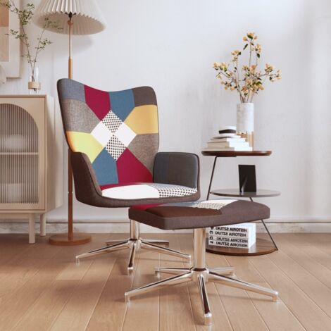 FIMEI Chaise de relaxation avec repose-pied Patchwork Tissu