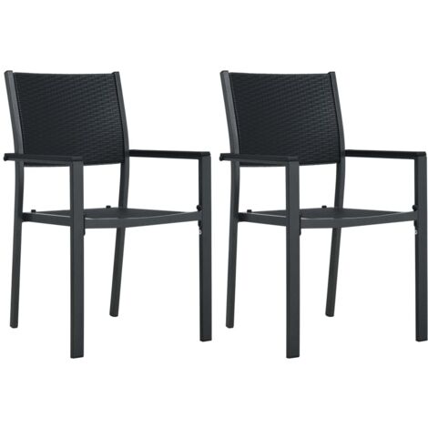 FIMEI Chaises de jardin 2 pcs Noir Plastique Aspect de rotin