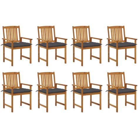 FIMEI Chaises de jardin avec coussins 8 pcs Bois d'acacia solide