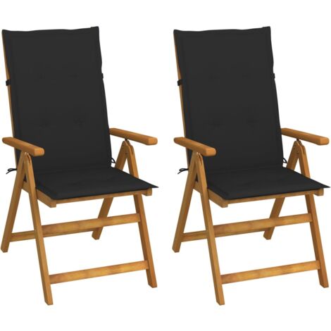 FIMEI Chaises inclinables de jardin 2 pcs avec coussins Bois d'acacia