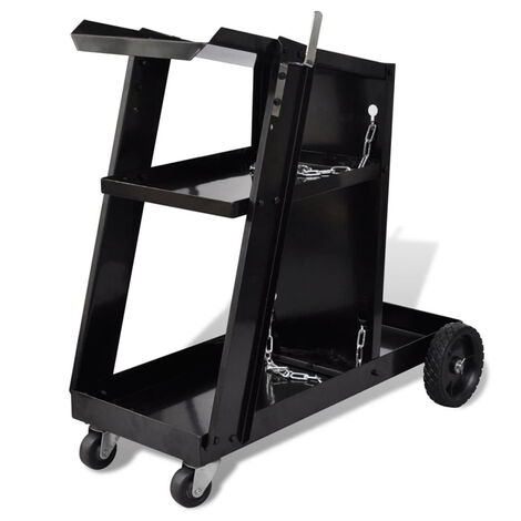 FIMEI Chariot de soudage avec 3 étagères d'atelier Noir
