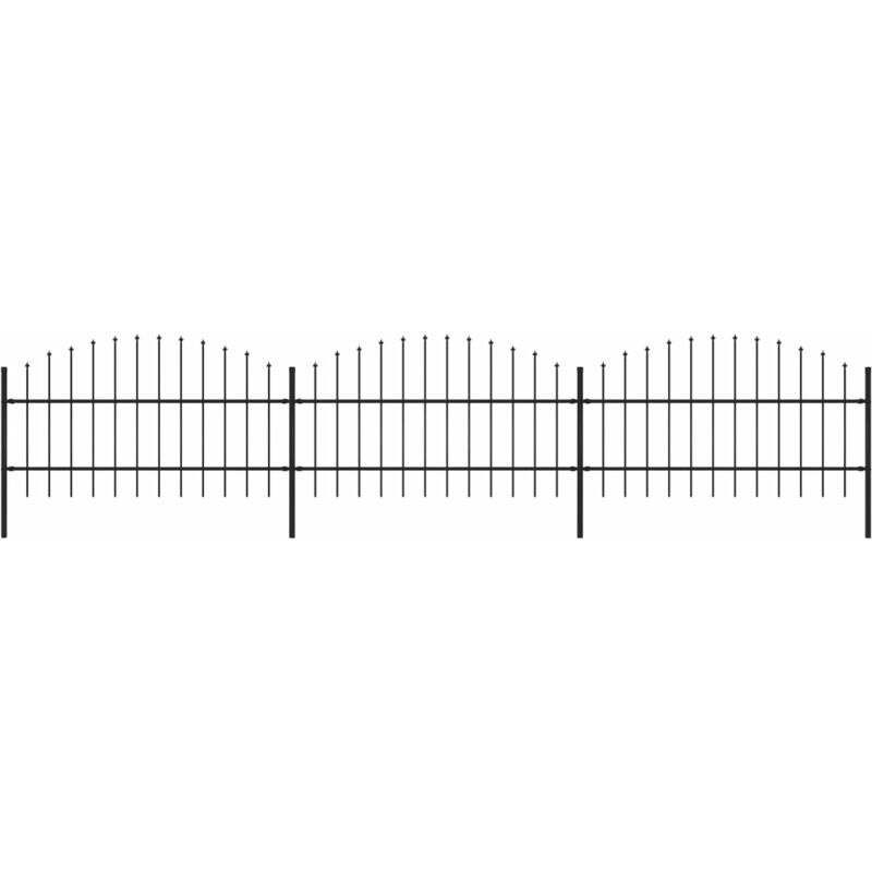 Bearsu - fimei Clôture de jardin à dessus en lance Acier (0,75-1)x5,1 m Noir