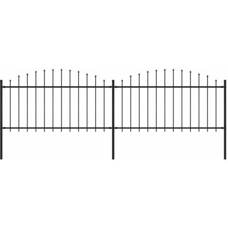 FIMEI Clôture de jardin à dessus en lance Acier (1,25-1,5)x3,4 m Noir
