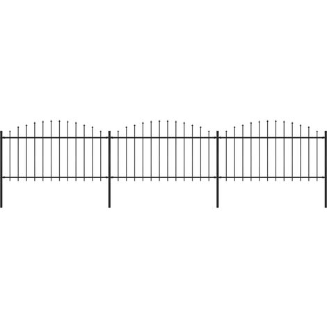FIMEI Clôture de jardin à dessus en lance Acier (1,25-1,5)x5,1 m Noir