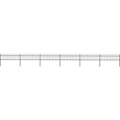 FIMEI Clôture de jardin avec dessus en lance Acier 10,2 x 0,6 m Noir