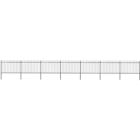 FIMEI Clôture de jardin avec dessus en lance Acier 11,9 x 1,2 m Noir