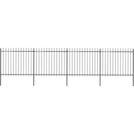 FIMEI Clôture de jardin avec dessus en lance Acier 6,8 x 1,5 m Noir