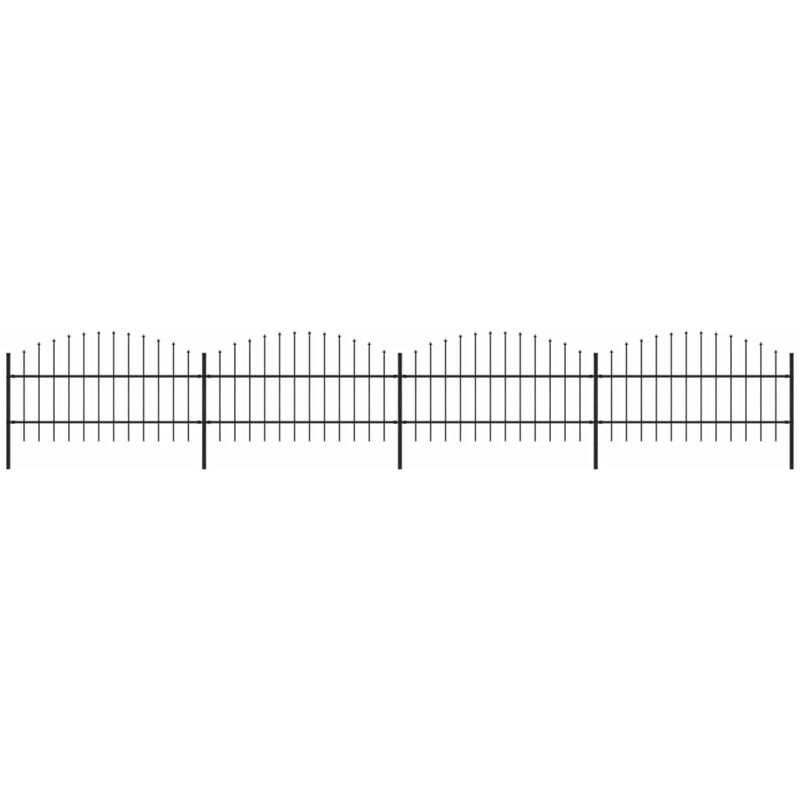Clôture de jardin à dessus en lance Acier (0,75-1)x6,8 m Noir - Fimei