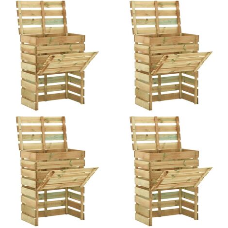 FIMEI Composteur de jardin à lattes 4 pcs 80x50x100 cm Pin imprégné