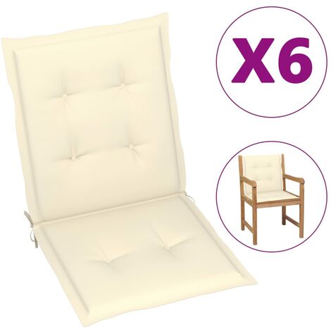 FIMEI Coussins de chaise de jardin 6 pcs Crème 100x50x3 cm