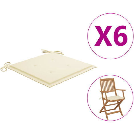 FIMEI Coussins de chaise de jardin 6 pcs Crème 40x40x3 cm Tissu