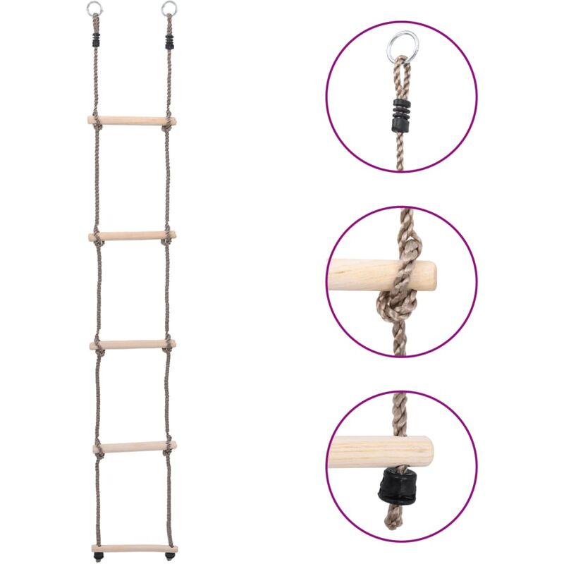 Fimei Échelle à 5 échelons 210 cm Bois de pin massif