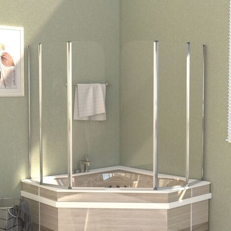 FIMEI Enclos de bain 2 pcs 104x130 cm Verre trempé Transparent