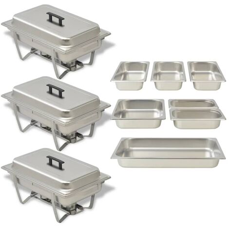 FIMEI Ensemble de chauffe-plats 3 pcs Acier inoxydable