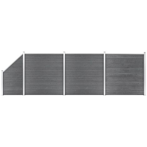 FIMEI Ensemble de clôture WPC 3 Carré + 1 Incliné 619 x 186 cm Gris