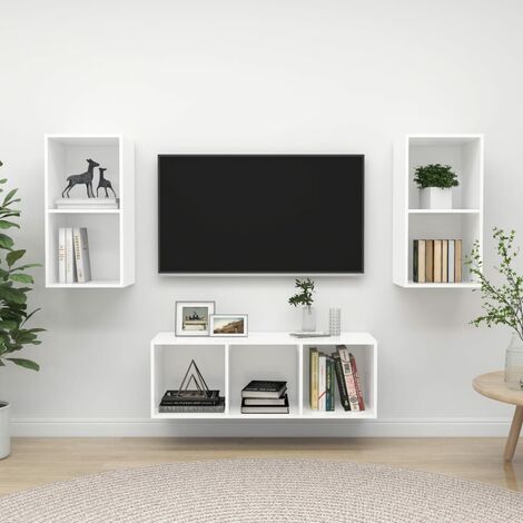 FIMEI Ensemble de meuble TV 3 pcs Blanc Aggloméré