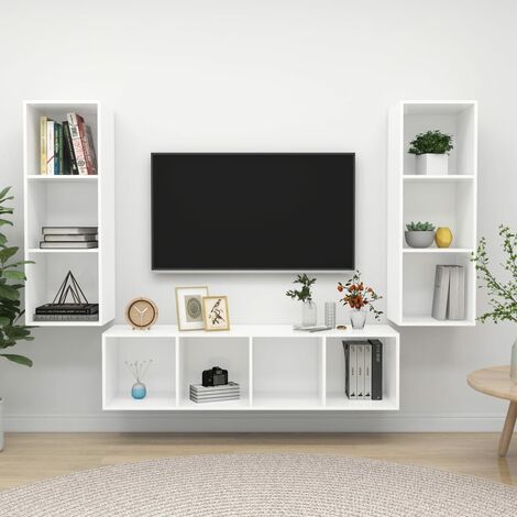 FIMEI Ensemble de meuble TV 3 pcs Blanc Aggloméré