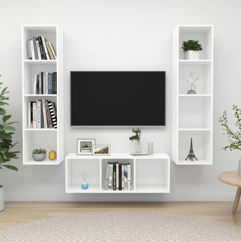 FIMEI Ensemble de meuble TV 3 pcs Blanc Aggloméré