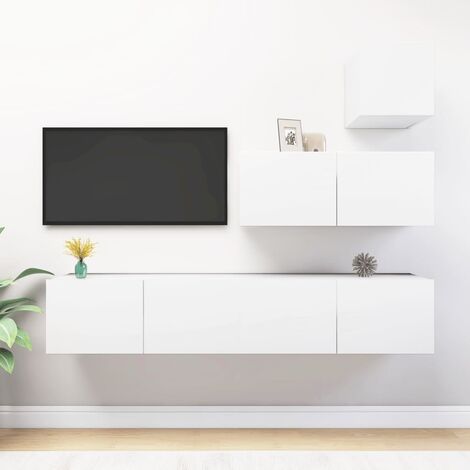 FIMEI Ensemble de meuble TV 4 pcs Blanc Aggloméré