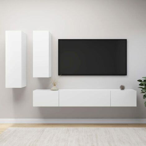 FIMEI Ensemble de meuble TV 4 pcs Blanc Aggloméré