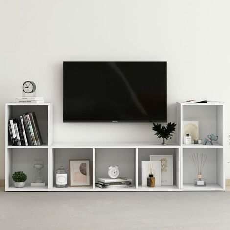 FIMEI Ensemble de meubles TV 3 pcs Blanc Aggloméré