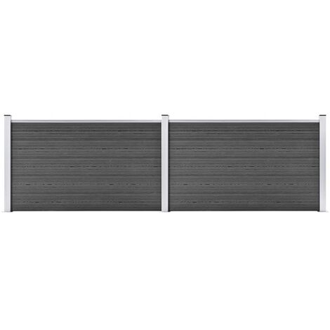 FIMEI Ensemble de panneau de clôture WPC 353x105 cm Noir