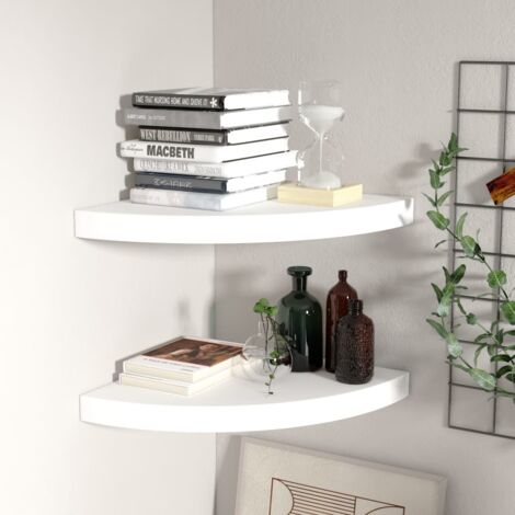 FIMEI Étagères d'angle flottantes 2 pcs Blanc 35x35x3,8 cm MDF