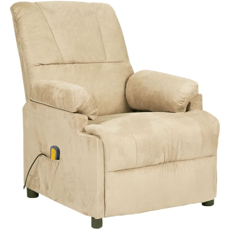 Fimei - Fauteuil de massage inclinable Crème Similicuir daim