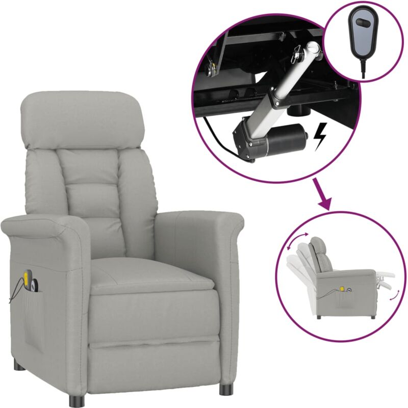 Fimei - Fauteuil de massage électrique Gris clair Similicuir daim