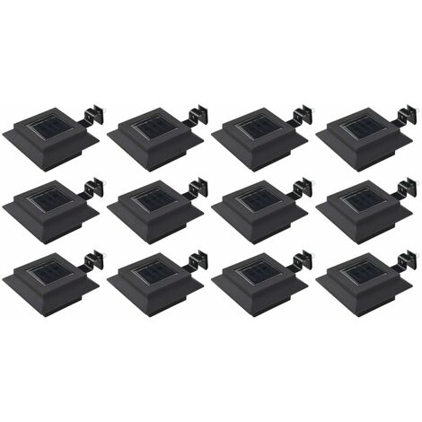 FIMEI Lampes solaires à LED carrées d'extérieur 12 pcs 12 cm Noir