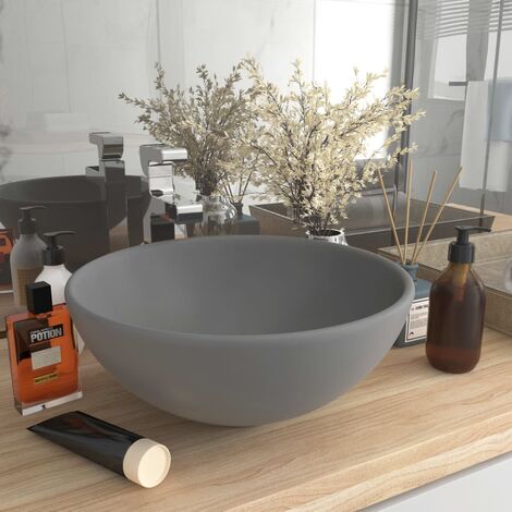 FIMEI Lavabo rond de luxe de salle Gris clair mat 32,5x14cm Céramique