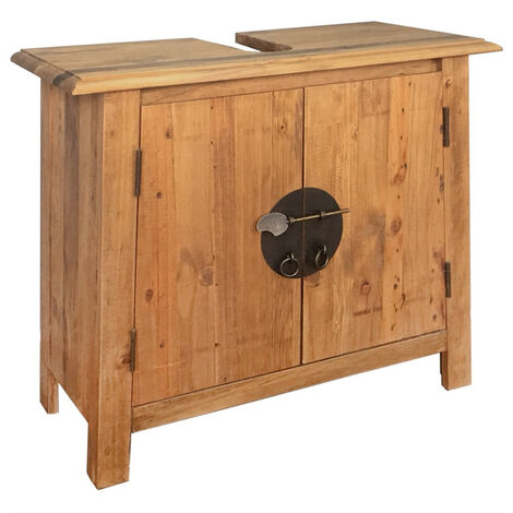 FIMEI Meuble-lavabo de salle de bains pin massif recyclé 70x32x63 cm