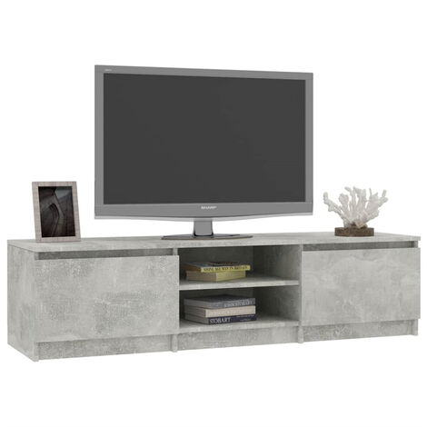 FIMEI Meuble TV Gris béton 140x40x35,5 cm Aggloméré