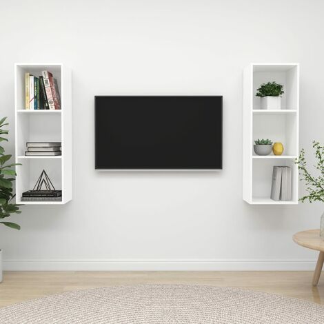 FIMEI Meubles TV muraux 2 pcs Blanc Aggloméré