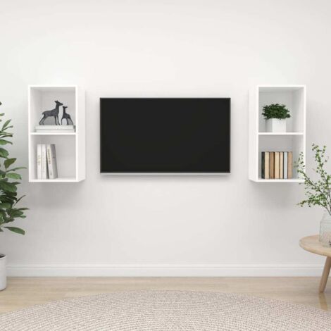 FIMEI Meubles TV muraux 2 pcs Blanc Aggloméré