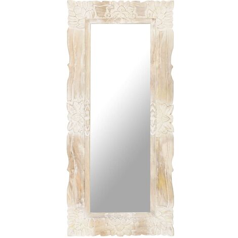 FIMEI Miroir Blanc 110x50 cm Bois de manguier massif