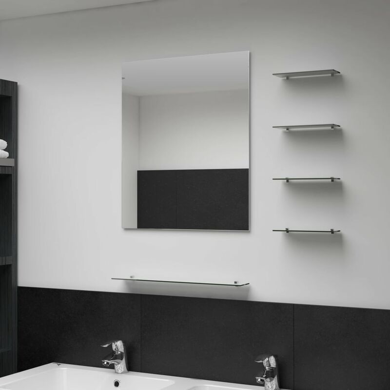 Miroir mural avec 5 étagères Argenté 50 x 60 cm - Fimei