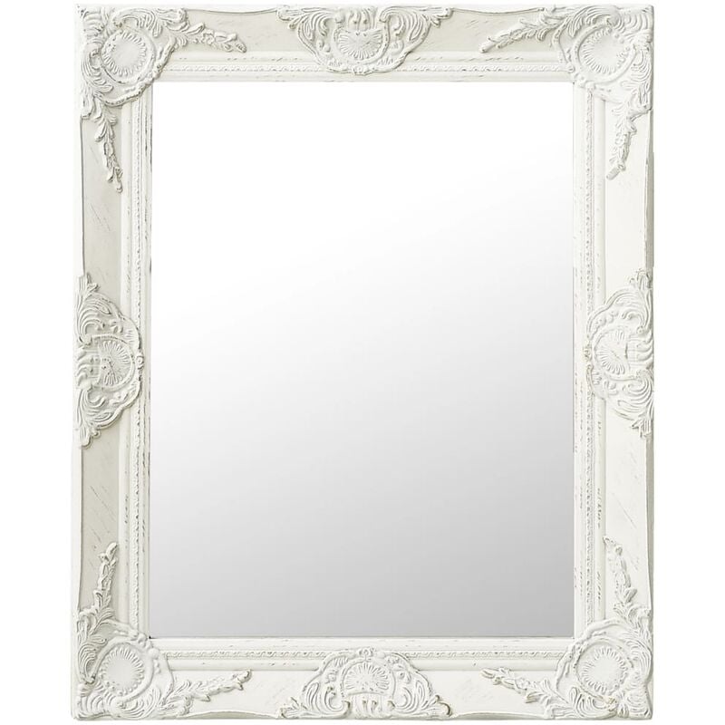 Miroir mural style baroque 50x60 cm Blanc - Fimei