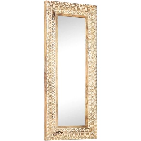 FIMEI Miroir sculpté à la main 110x50x2,6 cm Bois de manguier solide