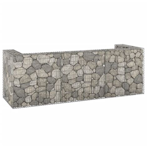 FIMEI Mur en gabion pour poubelles Acier galvanisé 320x100x110 cm