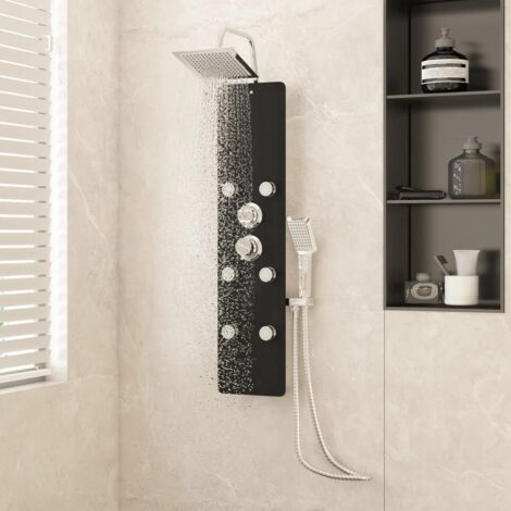 FIMEI Panneau de douche Verre 25x47,5x130 cm Noir