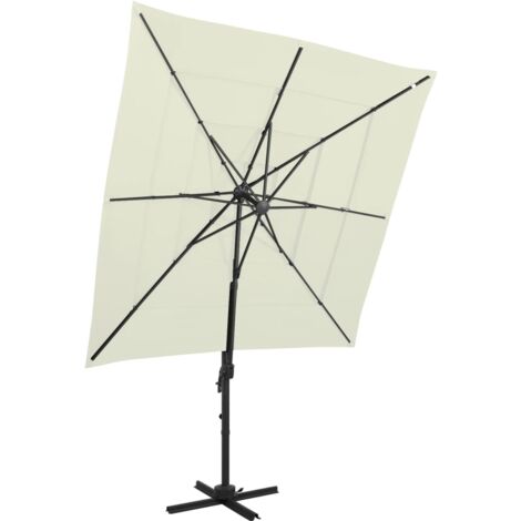 FIMEI Parasol à 4 niveaux avec mât en aluminium Sable 250x250 cm