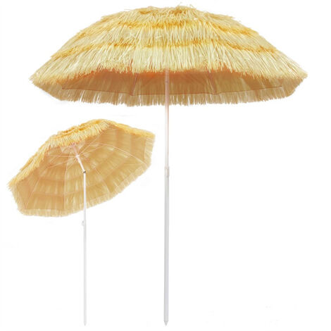 FIMEI Parasol de plage Naturel 180 cm Style hawaïen
