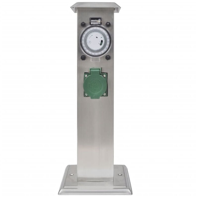 Fimei - Pilier de prise de jardin avec minuterie Acier inoxydable