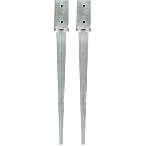FIMEI Piquets au sol 2 pcs Argenté 7x7x75 cm Acier galvanisé