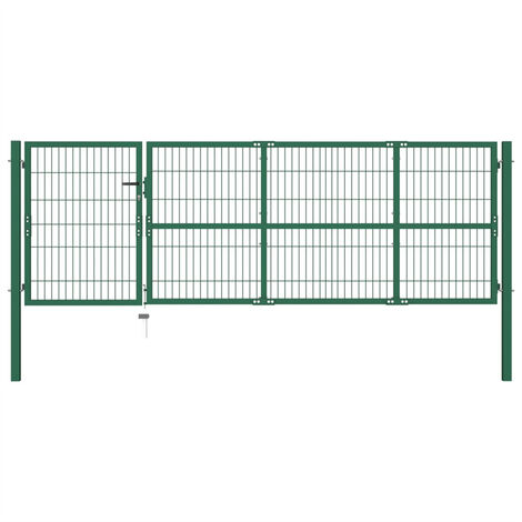 FIMEI Portail de clôture de jardin avec poteaux 350x100 cm Acier Vert