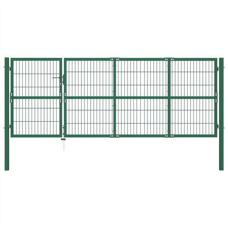FIMEI Portail de clôture de jardin avec poteaux 350x120 cm Acier Vert
