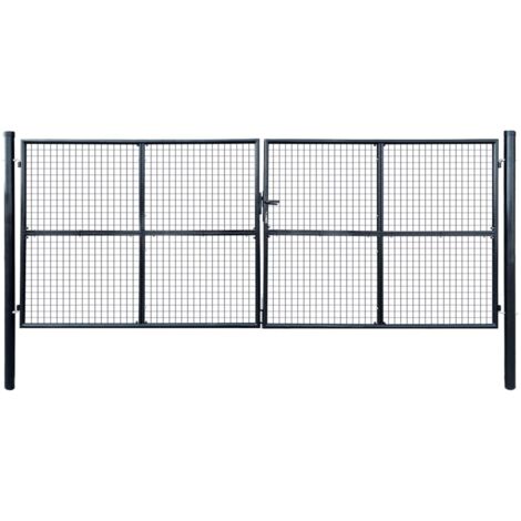 FIMEI Portail en maille de jardin Acier galvanisé 400 x 150 cm Gris